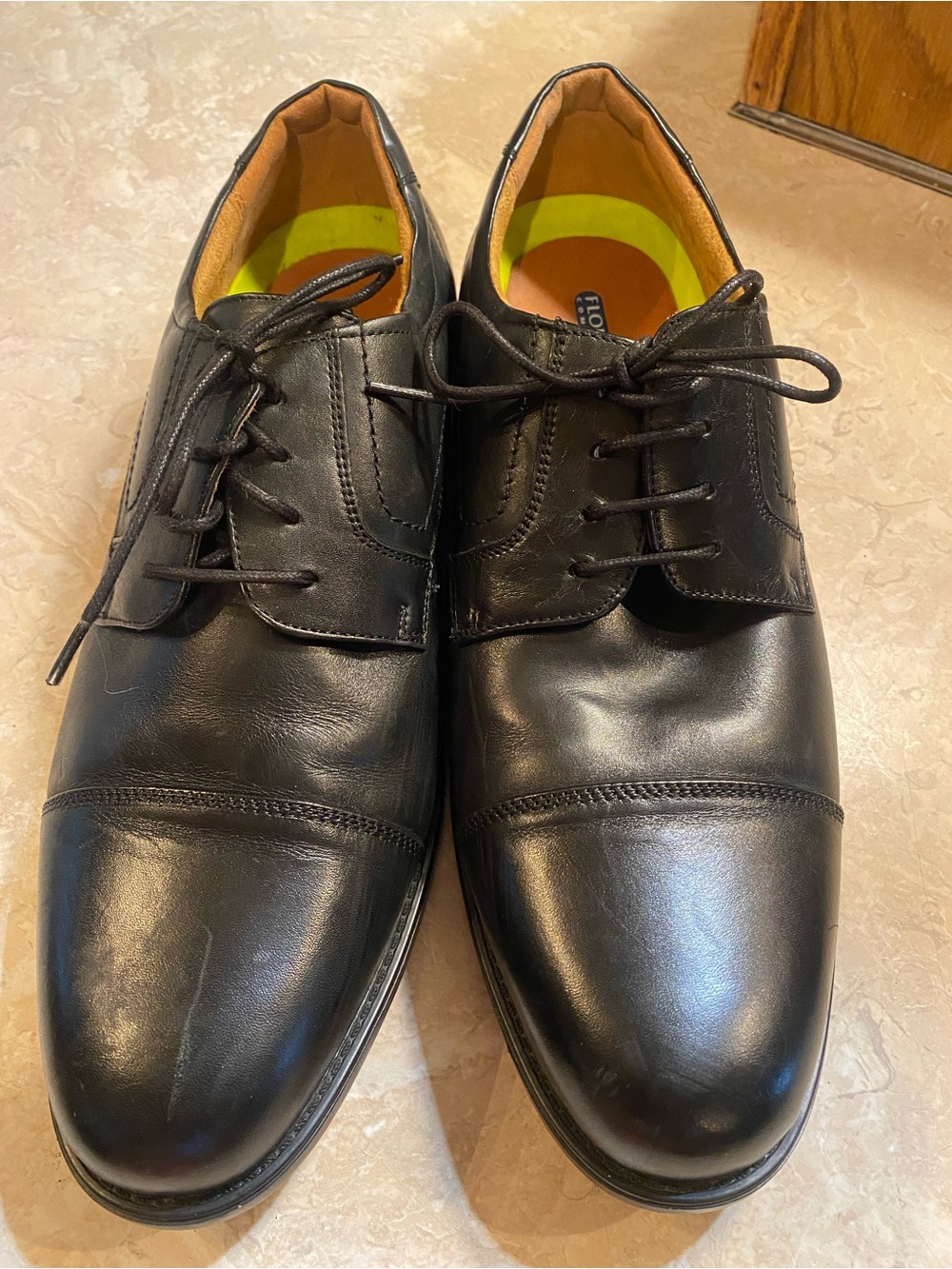Florsheim Black Leather Cap-Toe Derby Shoes